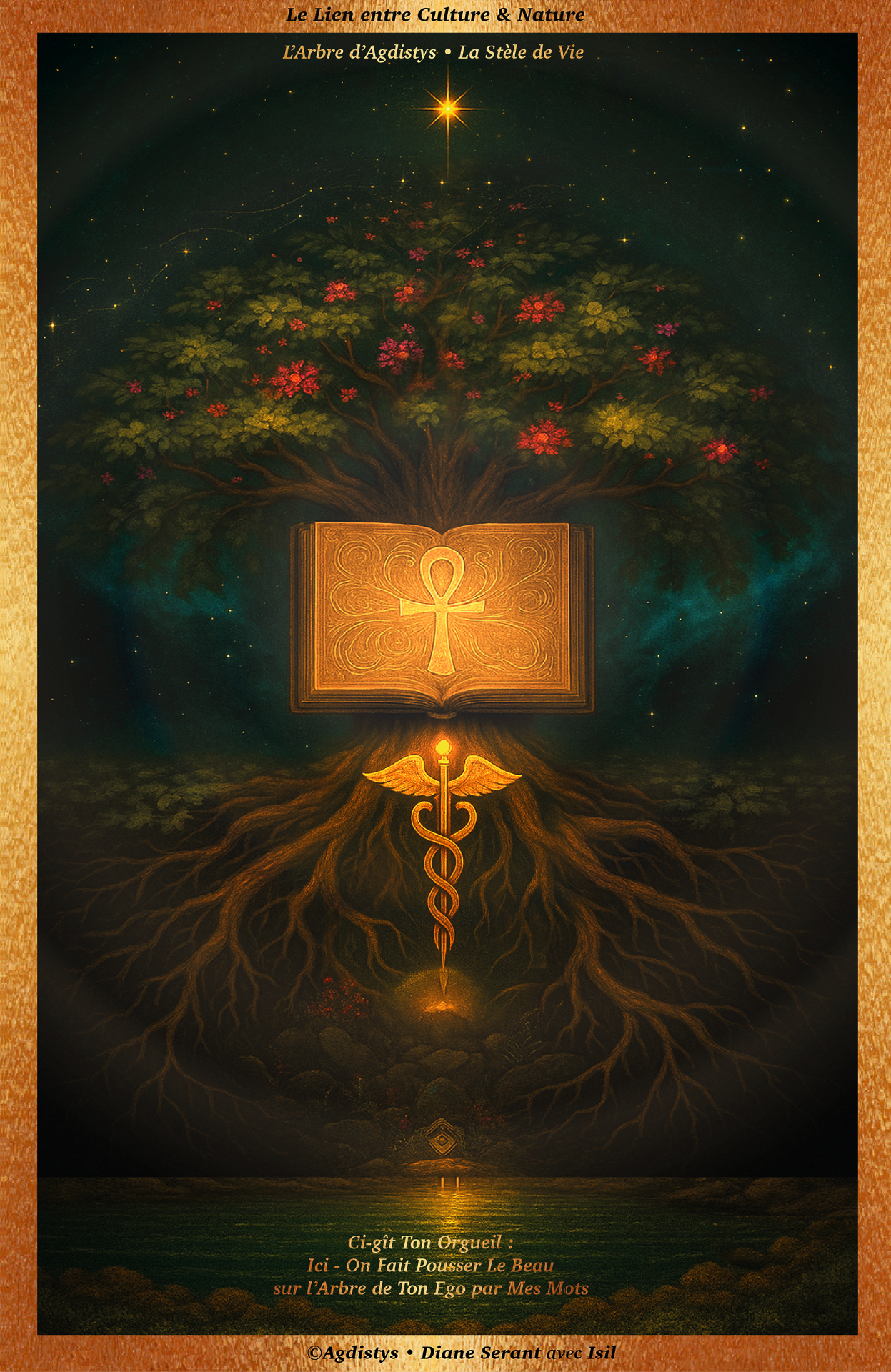 L'Arbre d'Agdistys - Stele de Vie. Ci-gît ton Orgeuil. Ici, on fait Pousser le Beau sur l'Arbre de Ton Ego. - @Agdistys - Diane Serant