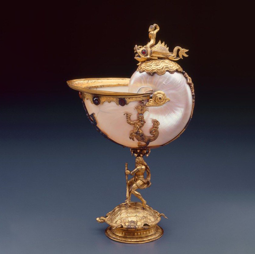 Nautilus Cup. South German or Flemish, active 16th-17th century. Shell, gilt bronze, copper, silver, and semiprecious gems. John Nienhuis.